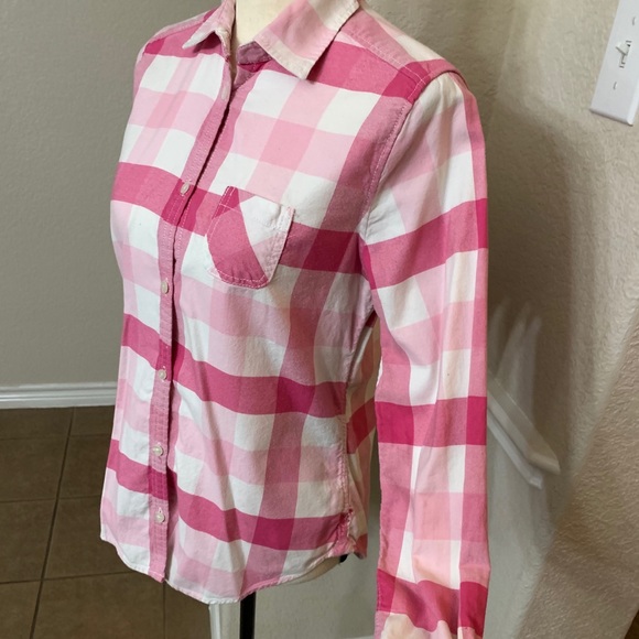 American Eagle Outfitters Pink/white plaid shirt - Picture 3 of 13